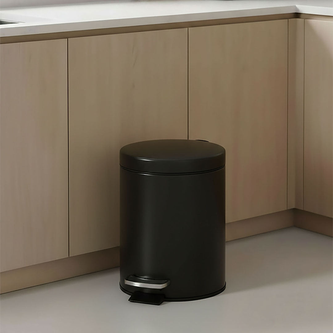 SOGA 2X Foot Pedal Stainless Steel Rubbish Recycling Garbage Waste Trash Bin Round 12L Black