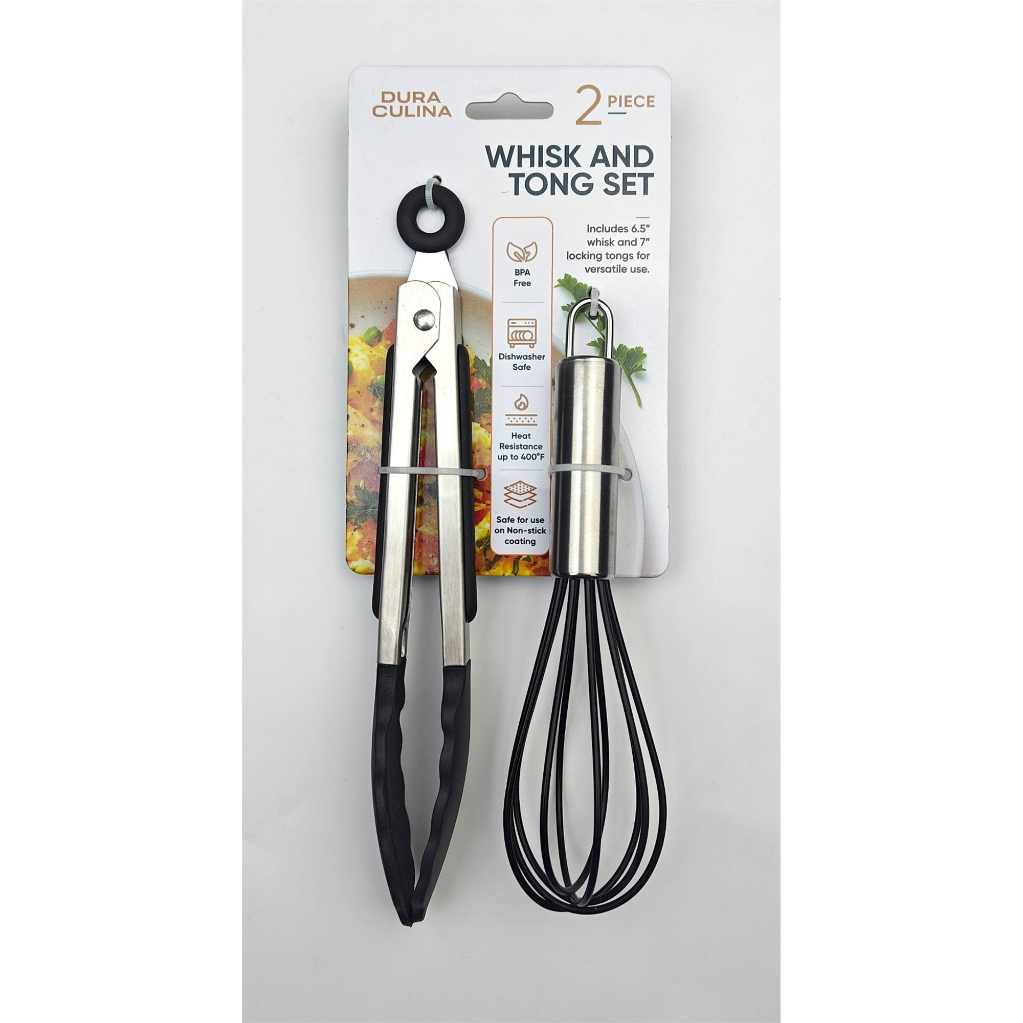 2-Piece Whisk & Tong Set – Versatile and Stylish in Black