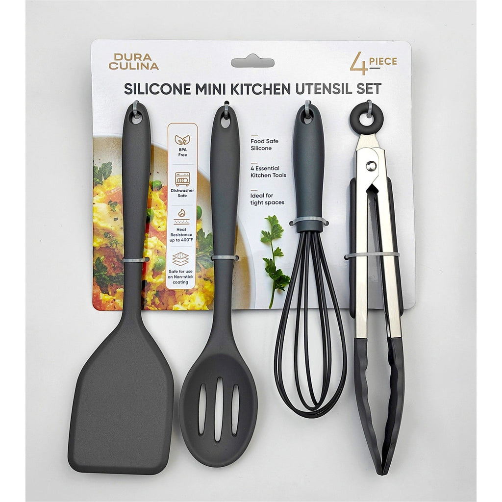 4-Piece Grey Mini Silicone Tool Set – Versatile, Non-Stick, and Stylish