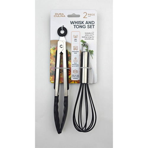 2-Piece Whisk & Tong Set – Versatile and Stylish in Black