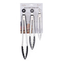 3-Piece Kitchen Tong Set For Versatile Cooking & Serving (Gray, Black, White)