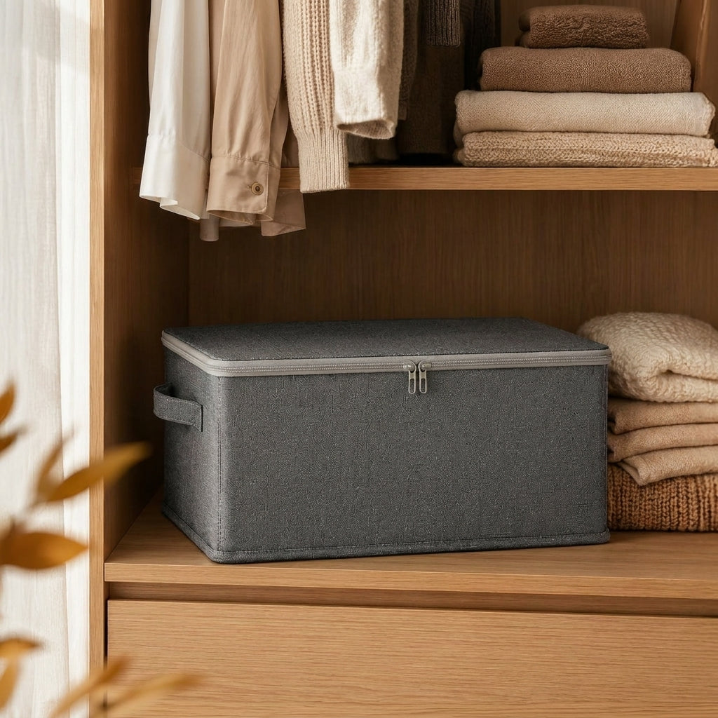 SOGA (38x26x15cm) Grey Fabric Storage Box Home Organizer (Medium)