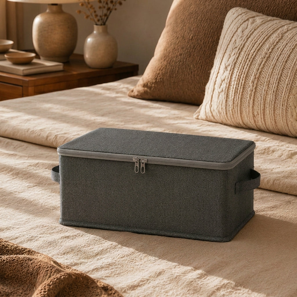 SOGA (38x26x15cm) Grey Fabric Storage Box Home Organizer (Medium)