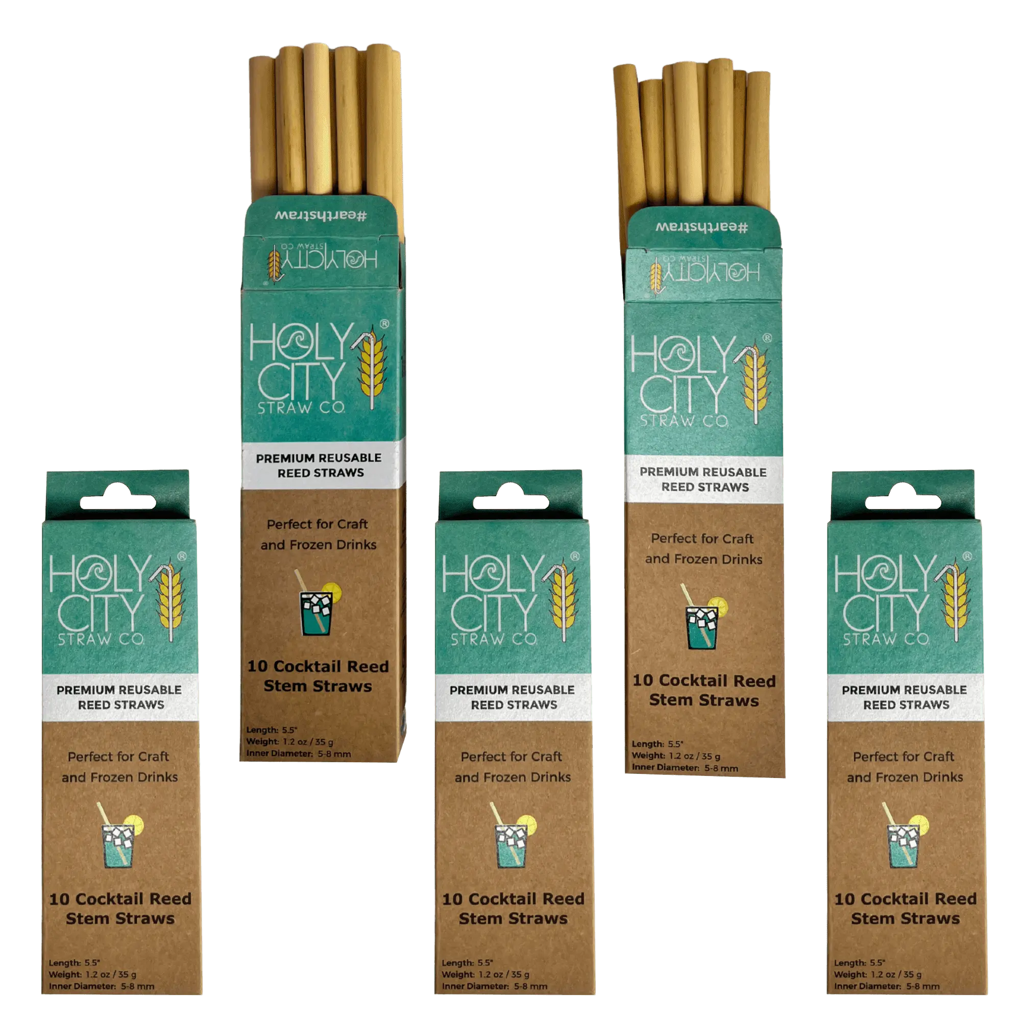 5.5" Jumbo Reed Straws | 10ct. | 5 Pack Bundle