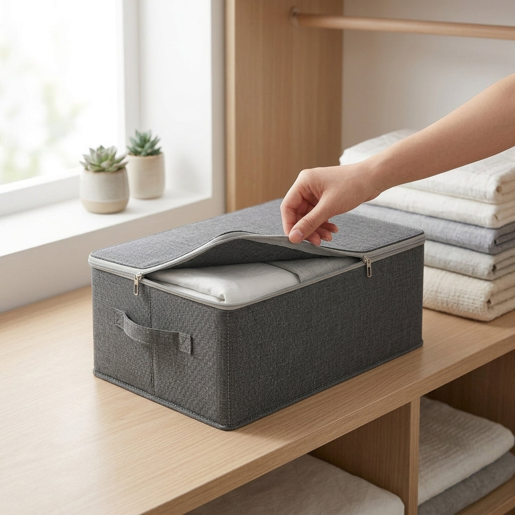 SOGA (38x26x15cm) Grey Fabric Storage Box Home Organizer (Medium)