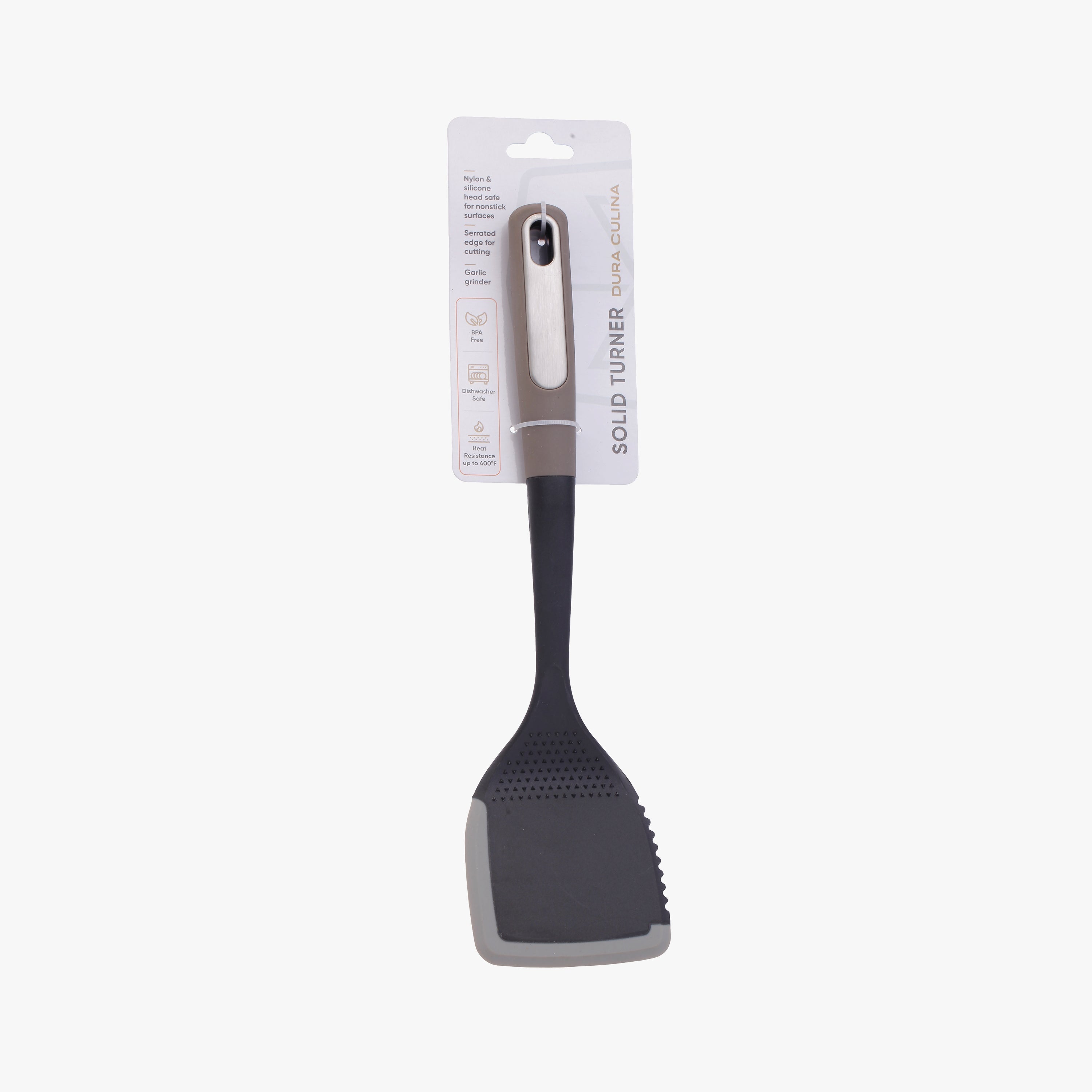 Silicone Scratch and Heat Resistance Edge Solid Turner, Grey