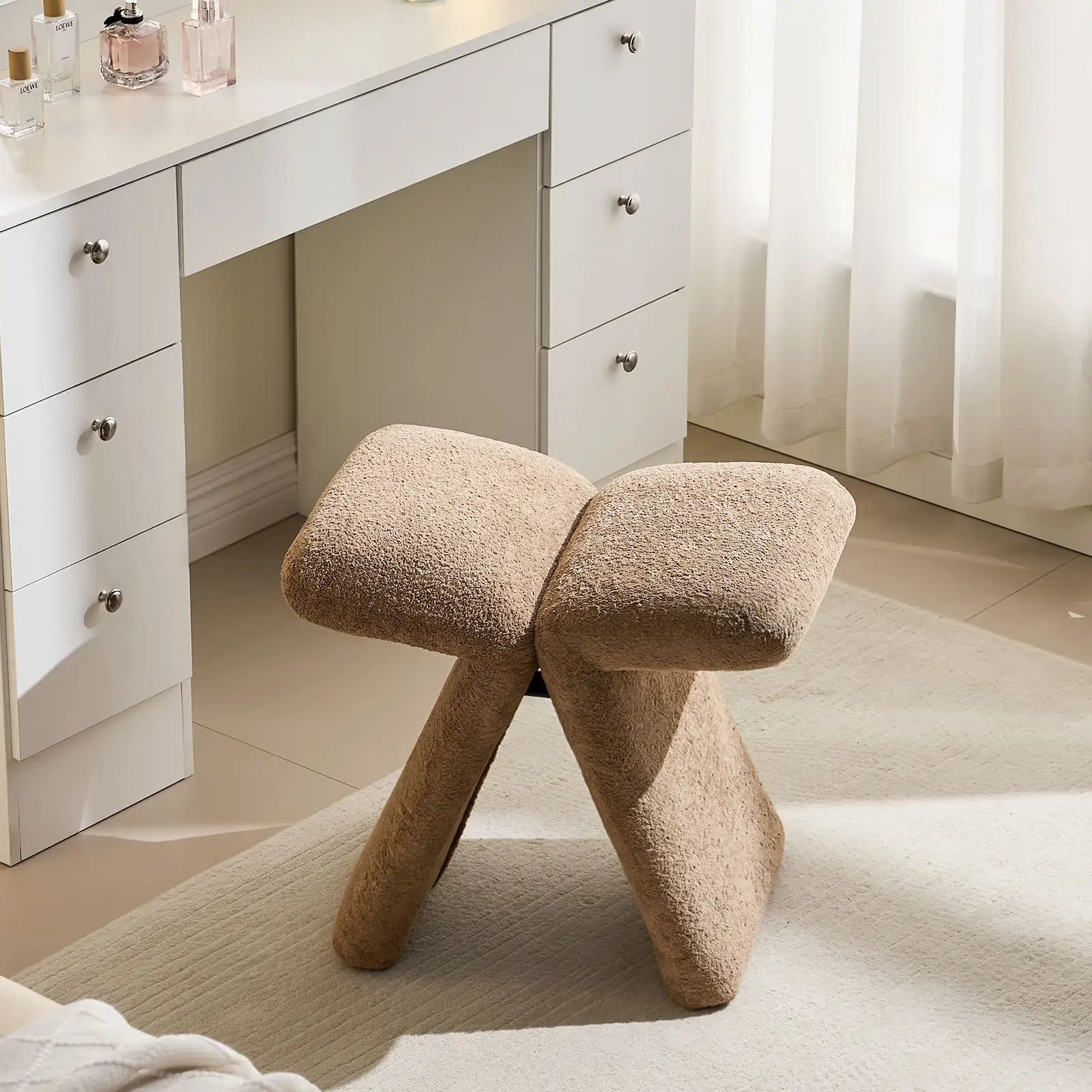 Faye Teddy Brown Accent Stool