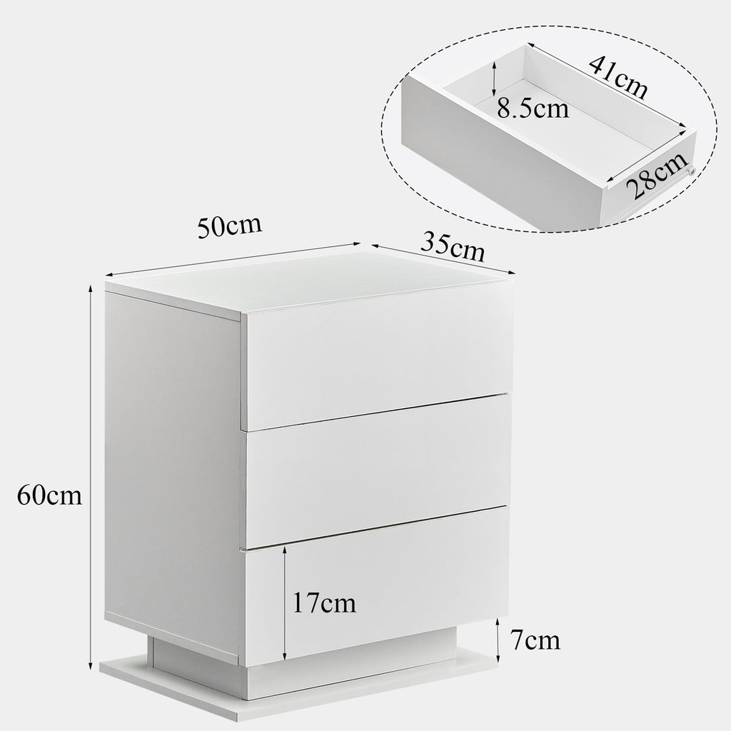 Mario LED Light Bedside Table [3 Drawers]