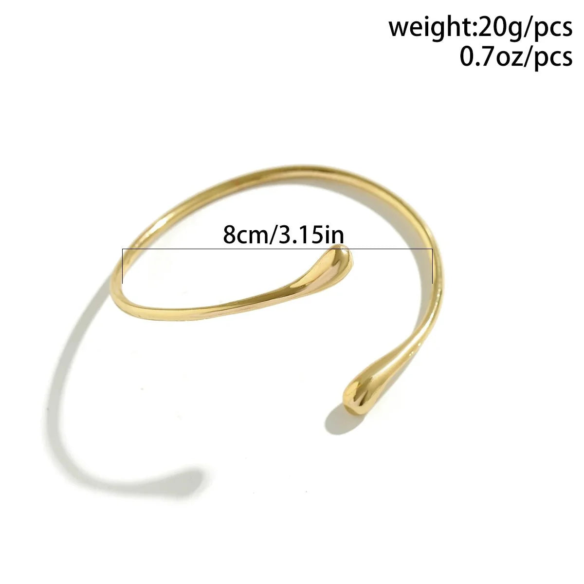 Simple Vintage Water Drop Open Cuff Arm Bangle - Silver or Gold