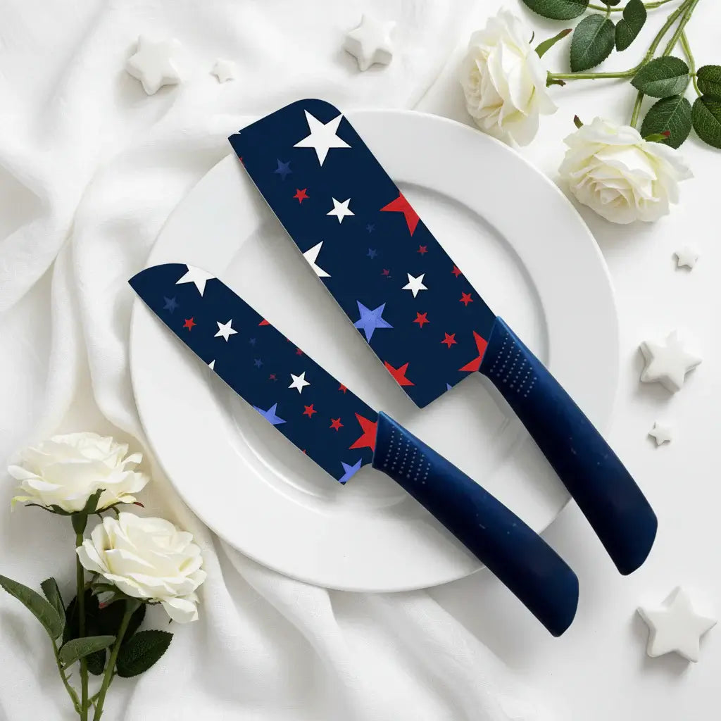 Star Printed Ceramic Kitchen Knife Set Dishwasher Safe Sharp Durable
