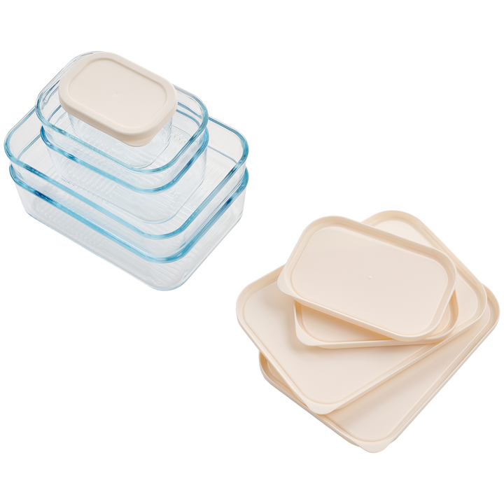 Container Culture 6-Piece Airtight Glass Food Storage Containers with Lids, 3 x 17.6oz - Vanilla Mist