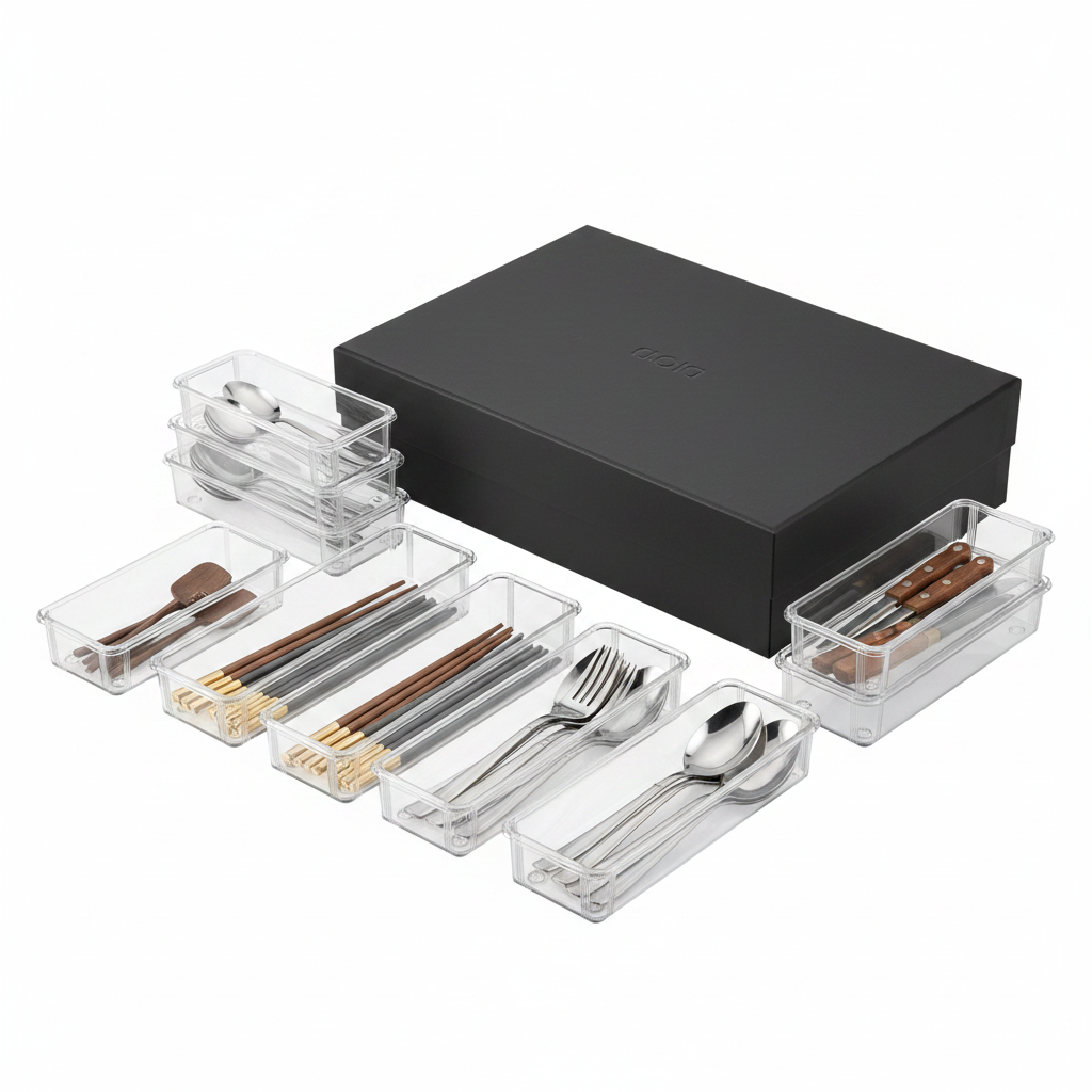 Transparent Drawer Organizer Boxes | Retractable Kitchen & Desk Storage Set