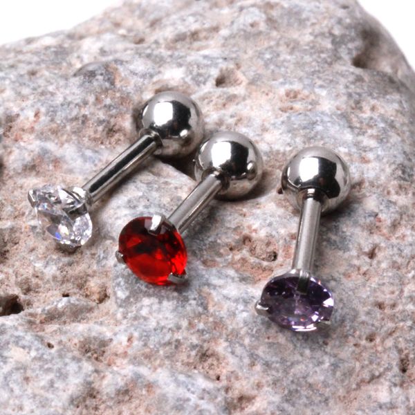 316L Surgical Steel Tragus / Cartilage Ring with Prong Set 5mm Round CZ