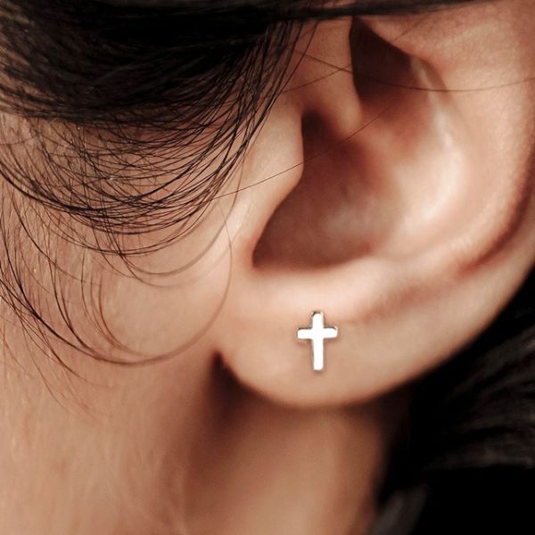Pair of 316L Stainless Steel Cross Stud Earrings