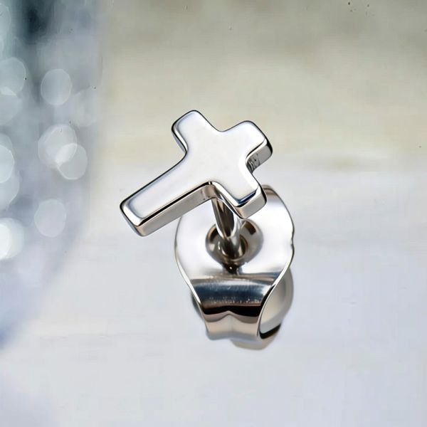 Pair of 316L Stainless Steel Cross Stud Earrings