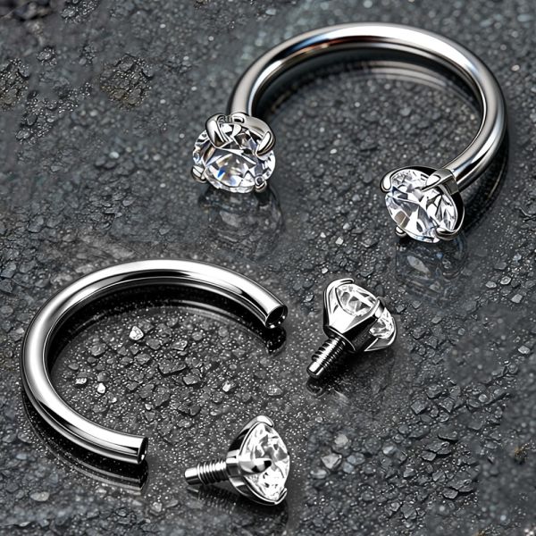 316L Stainless Steel Internally Threaded Double CZ Cartilage Earring