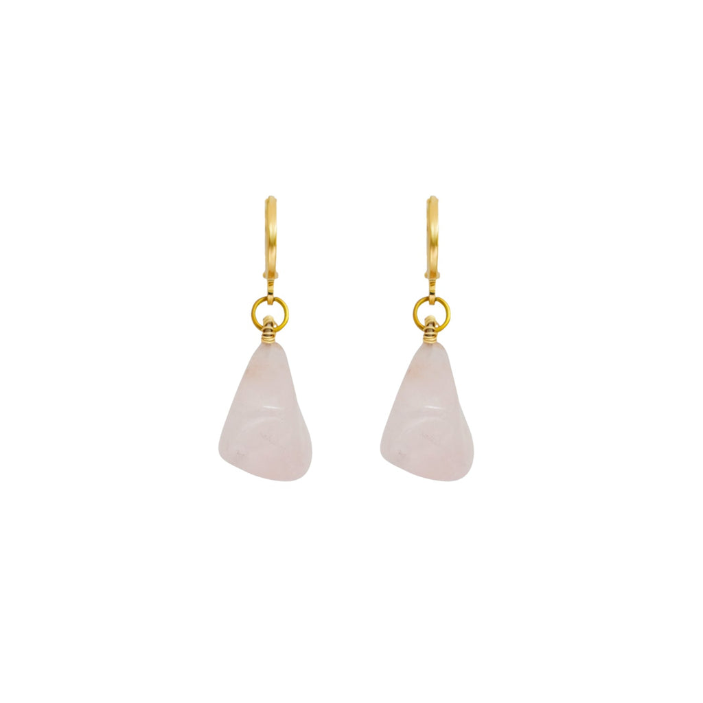 Rose Quartz Gemstone Huggie Earrings | by Ifemi Jewels